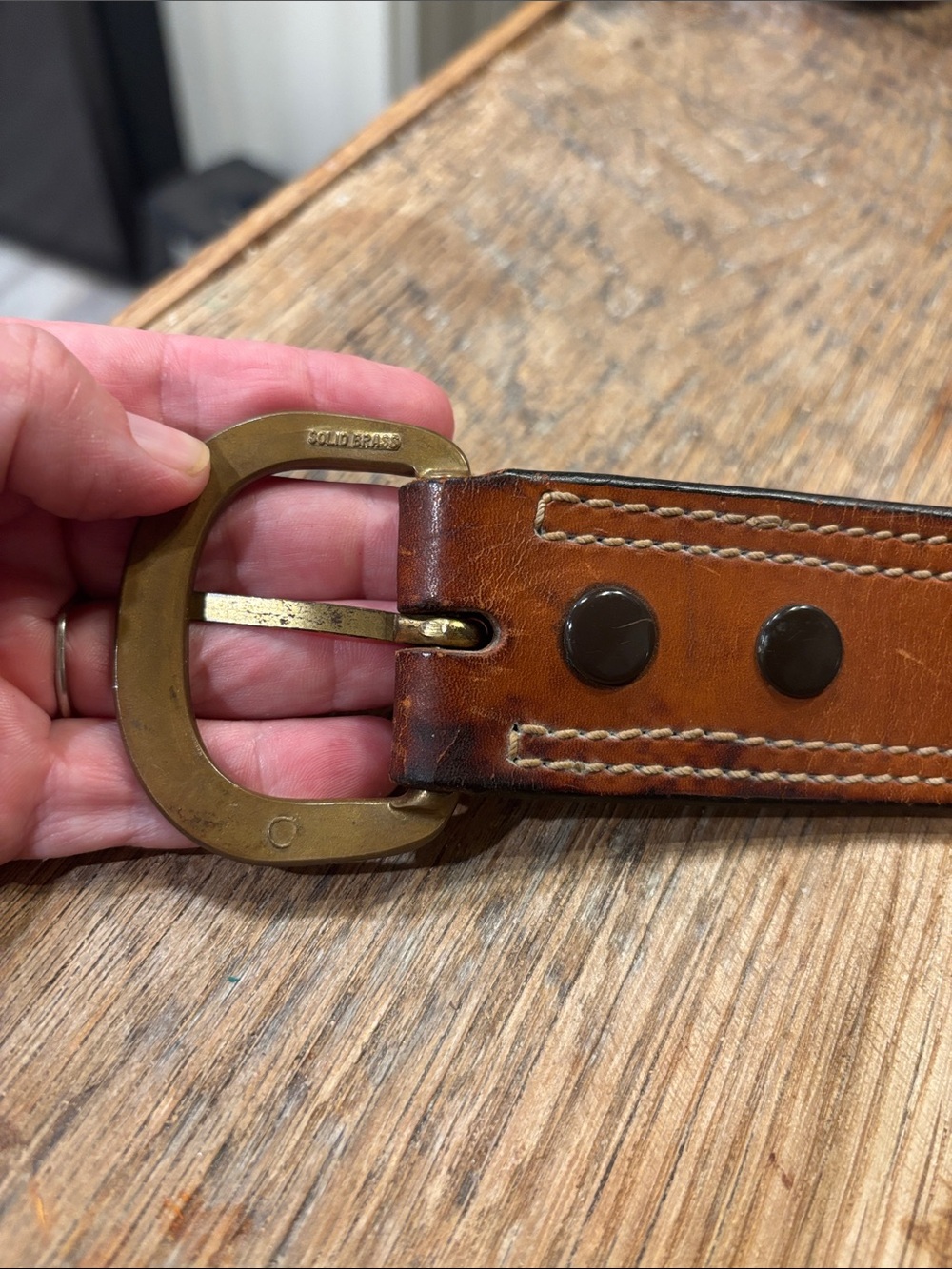 BIANCHI vintage leather belt with solid brass buckle size 38-42 - Picture 15 of 16